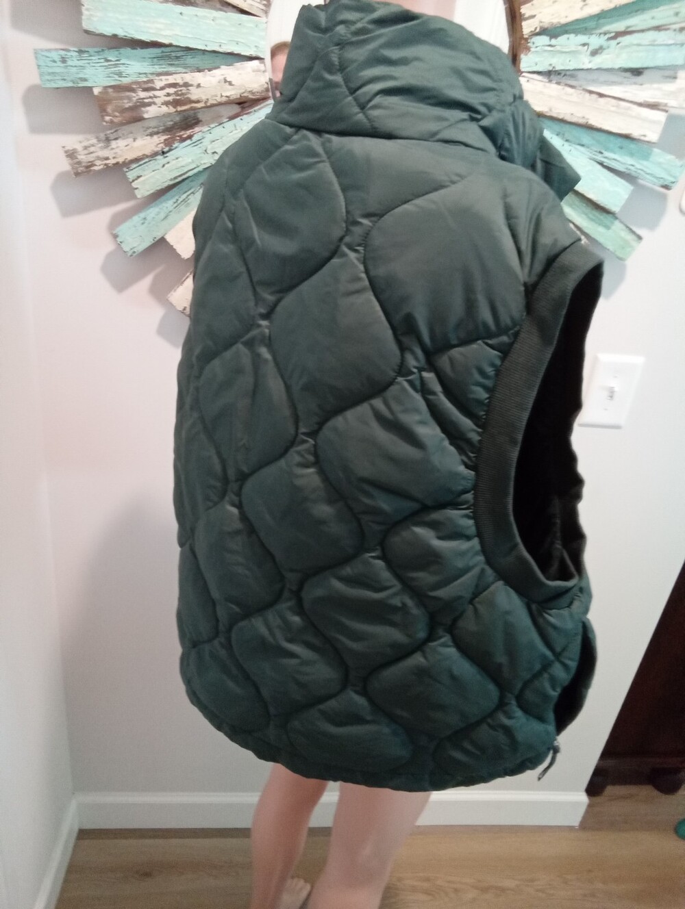 FLX PlusSz XXL Hunter Green Quilted Puffer Vest P2P25" Fall Fashion Winter Layer - Picture 7 of 15